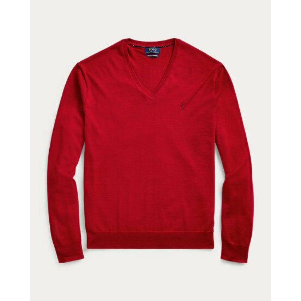 Polo by Ralph Lauren Men's Red Merino Wool Sweater Size M